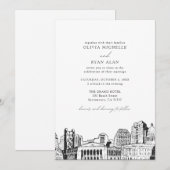 Moderne Sacramento Skyline Zwart & Wit Bruiloft Kaart (Voorkant / Achterkant)