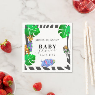 Moderne Safari Baby Shower met Zwarte en Witte Str Servet