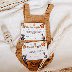 Moderne Safari Dieren Luier Raffle Informatiekaartje