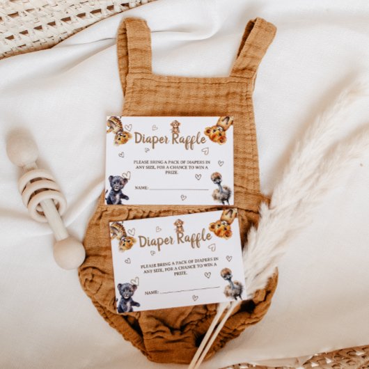 Moderne Safari Dieren Luier Raffle Informatiekaartje