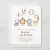 Moderne Safari Dieren Wild Een 1e Verjaardag Kaart (Voorkant)