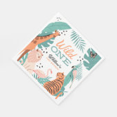 Moderne Safari Dieren Wild Een 1e Verjaardag Serve Servet (Hoek)