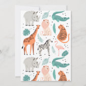 Moderne Safari Dieren Wild Een 1e Verjaardagsfeest Kaart (Achterkant)