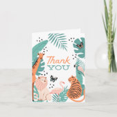 Moderne Safari Dieren Wild One Bedankt Kaarten (Voorkant)