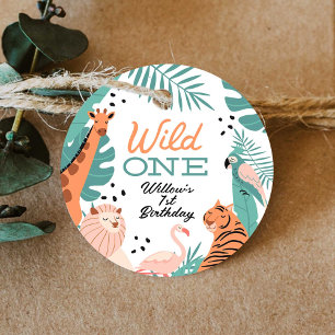 Moderne Safari Dieren Wild One Birthday Favoriet T Bedankjes Labels