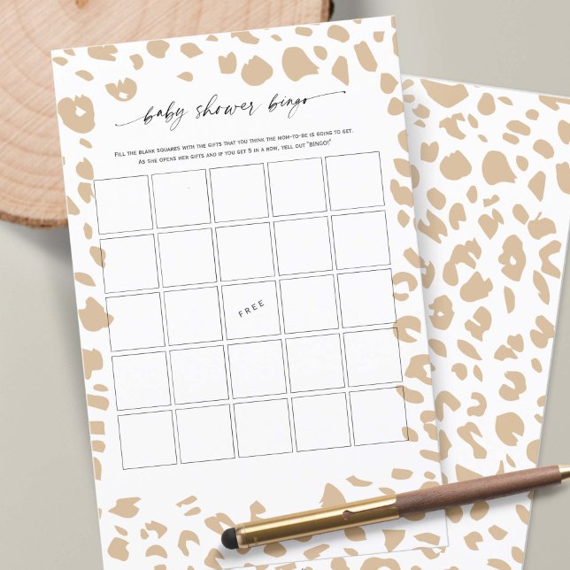 Moderne Safari dierenprints Baby shower Bingo (Gender Neutral Baby Shower BINGO game, Safari Animal Prints Themed Shower.)