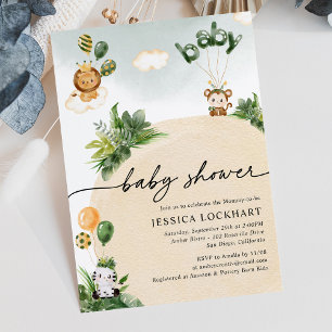 Moderne Safari Jongen Baby Shower Uitnodiging
