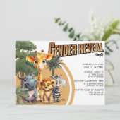 Moderne Safari Leuke Baby Dieren Geslacht onthulle Kaart (Staand voorkant)