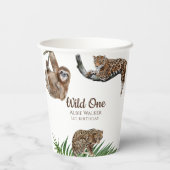 Moderne Safari wild één 1e verjaardag Papieren Bekers (Achterkant)