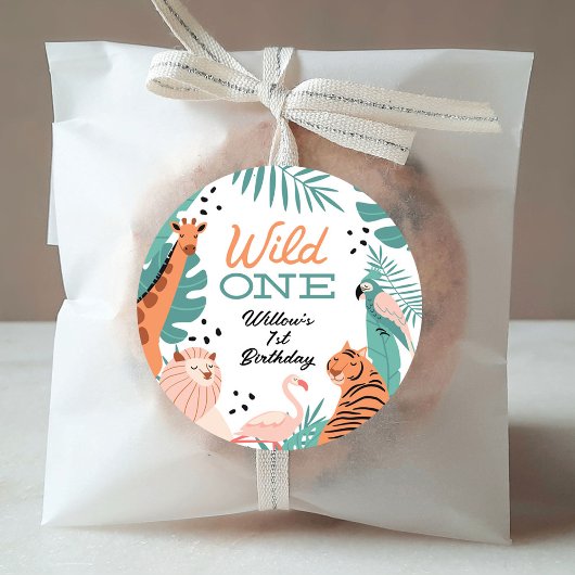 Moderne safaridieren Wild One Birthday Stickers