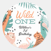 Moderne safaridieren Wild One Birthday Stickers (Voorkant)