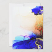 Moderne Saffier Blauw Goud Sinaasappel bruiloft Kaart (Achterkant)