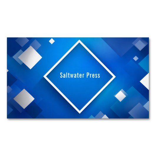 Moderne saffierblauwe dynamische geometrische mini magnetisch visitekaartje (Voorkant)
