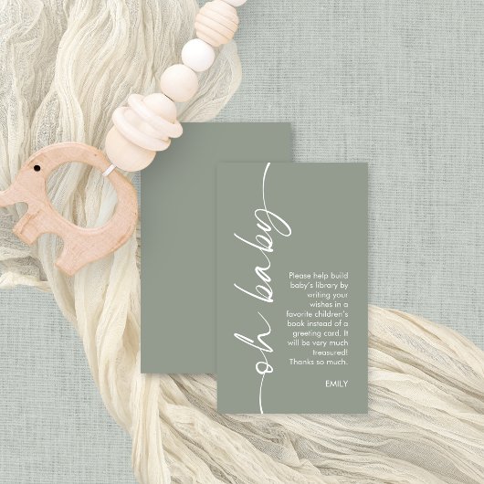 Moderne Sage Boeken voor Oh Baby shower Informatiekaartje