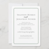Moderne Sage Border Bruiloft uitnodiging (Voorkant)