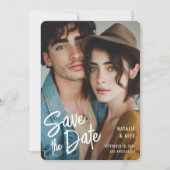 Moderne Sage Brush Script Fotobruiloft Save The Date (Voorkant)