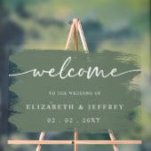 Moderne Sage Brush Strokes Bruiloft Welkom Acryl Bord (Neutraal)