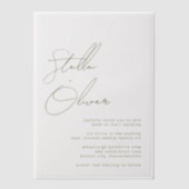 Moderne Sage Calligrafie Namen Huwelijk Vellum Uitnodigingen (Voorkant)