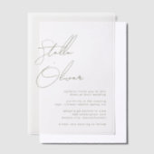 Moderne Sage Calligrafie Namen Huwelijk Vellum Uitnodigingen (Offset)