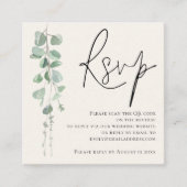 Moderne Sage Eucalyptus Cream QR Code Weddenschap  Informatiekaartje (Voorkant)