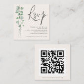 Moderne Sage Eucalyptus Cream QR Code Weddenschap Informatiekaartje (Voorkant / Achterkant)