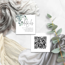 Moderne Sage Eucalyptus QR Code Bruiloft Details