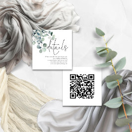 Moderne Sage Eucalyptus QR Code Bruiloft Details Informatiekaartje
