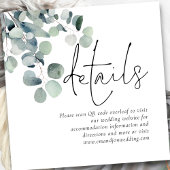 Moderne Sage Eucalyptus QR Code Bruiloft Details Informatiekaartje