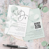 Moderne Sage Eucalyptus We doen QR-code bruiloft Kaart