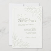 Moderne Sage Foliage Outline All-in-One Bruiloft Kaart (Voorkant)