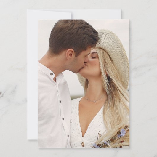 Moderne Sage Foto Bruiloft Kaart (Achterkant)