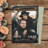 Moderne Sage Foto Bruiloft Save The Date