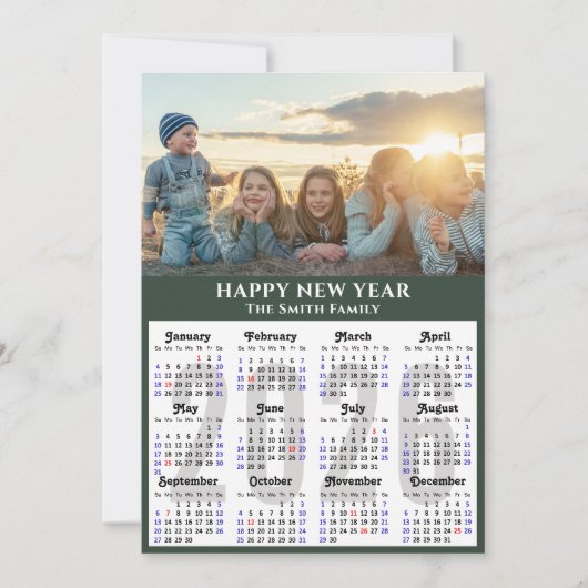 Moderne Sage Green 2025 Kalender Minimalistische F Feestdagenkaart (Voorkant)