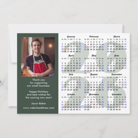 Moderne Sage Green 2025 Kalender Zakelijke Foto Feestdagenkaart (Voorkant)
