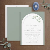 Moderne Sage Green Arch Botanical Script Weddensch Kaart