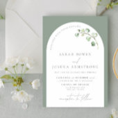 Moderne Sage Green Arch Botanical Script Weddensch Kaart