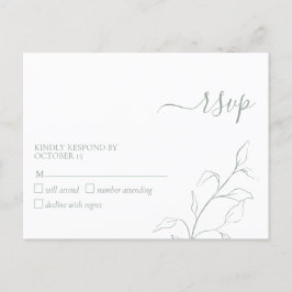 Moderne Sage Green Botanical No Menu RSVP Briefkaa