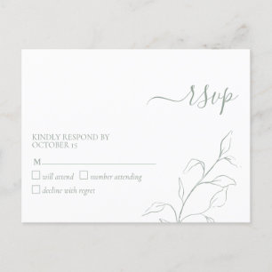Moderne Sage Green Botanical No Menu RSVP Briefkaa