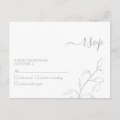 Moderne Sage Green Botanical No Menu RSVP Briefkaa (Voorkant)