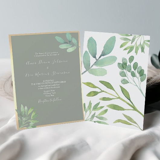 Moderne Sage Green Botanische Uitnodiging