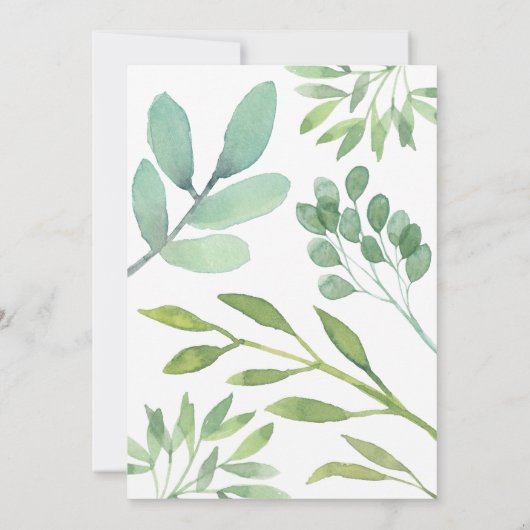 Moderne Sage Green Botanische Uitnodiging (Achterkant)