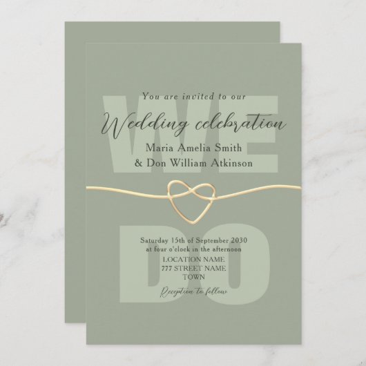 Moderne Sage Green bruiloft receptie Kaart (Voorkant / Achterkant)