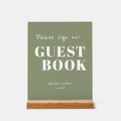 Moderne Sage Green bruiloft teken ons gastenboek Acryl Bord (Voorkant)