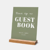 Moderne Sage Green bruiloft teken ons gastenboek Acryl Bord (Hoek)