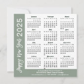 Moderne Sage Green Business 2025 Kalender Eenvoudi Feestdagenkaart (Voorkant)