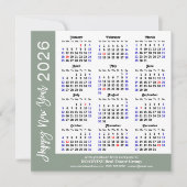 Moderne Sage Green Business 2025 Kalender Eenvoudi Feestdagenkaart (Voorkant)