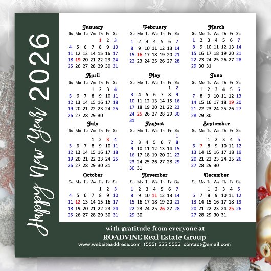 Moderne Sage Green Business 2025 Kalender Eenvoudi Feestdagenkaart