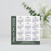 Moderne Sage Green Business 2025 Kalender Eenvoudi Feestdagenkaart (Staand voorkant)
