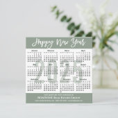 Moderne Sage Green Business 2025 Kalender Eenvoudi Feestdagenkaart (Staand voorkant)