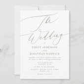 Moderne Sage Green Calligraphy Simple Wedding Kaart (Voorkant)